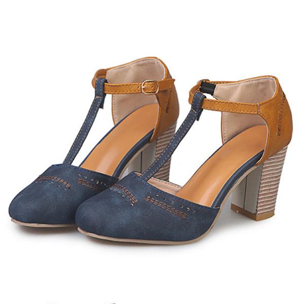 Vintage Style Pumps with Strap and Comfortable Heel for Women