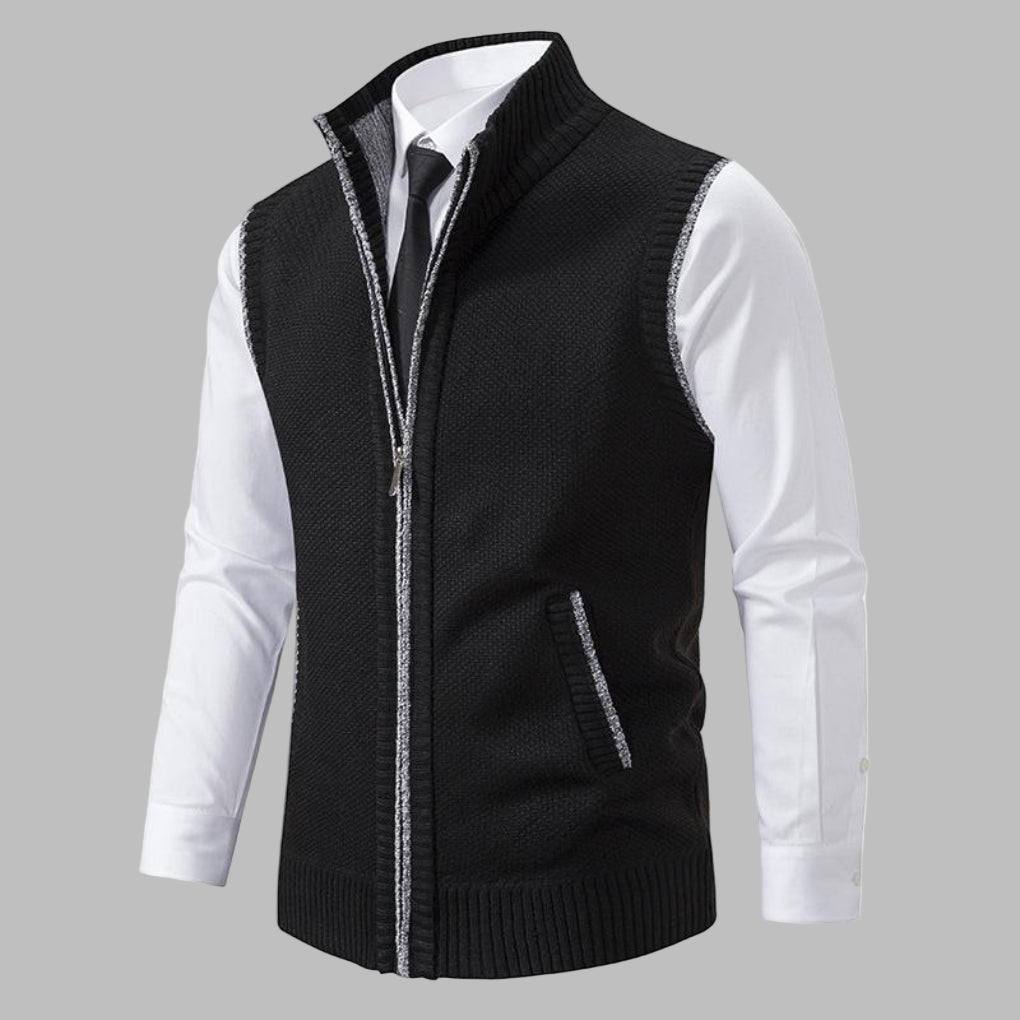 Classic Knitted Zip-Up Gilet for Men