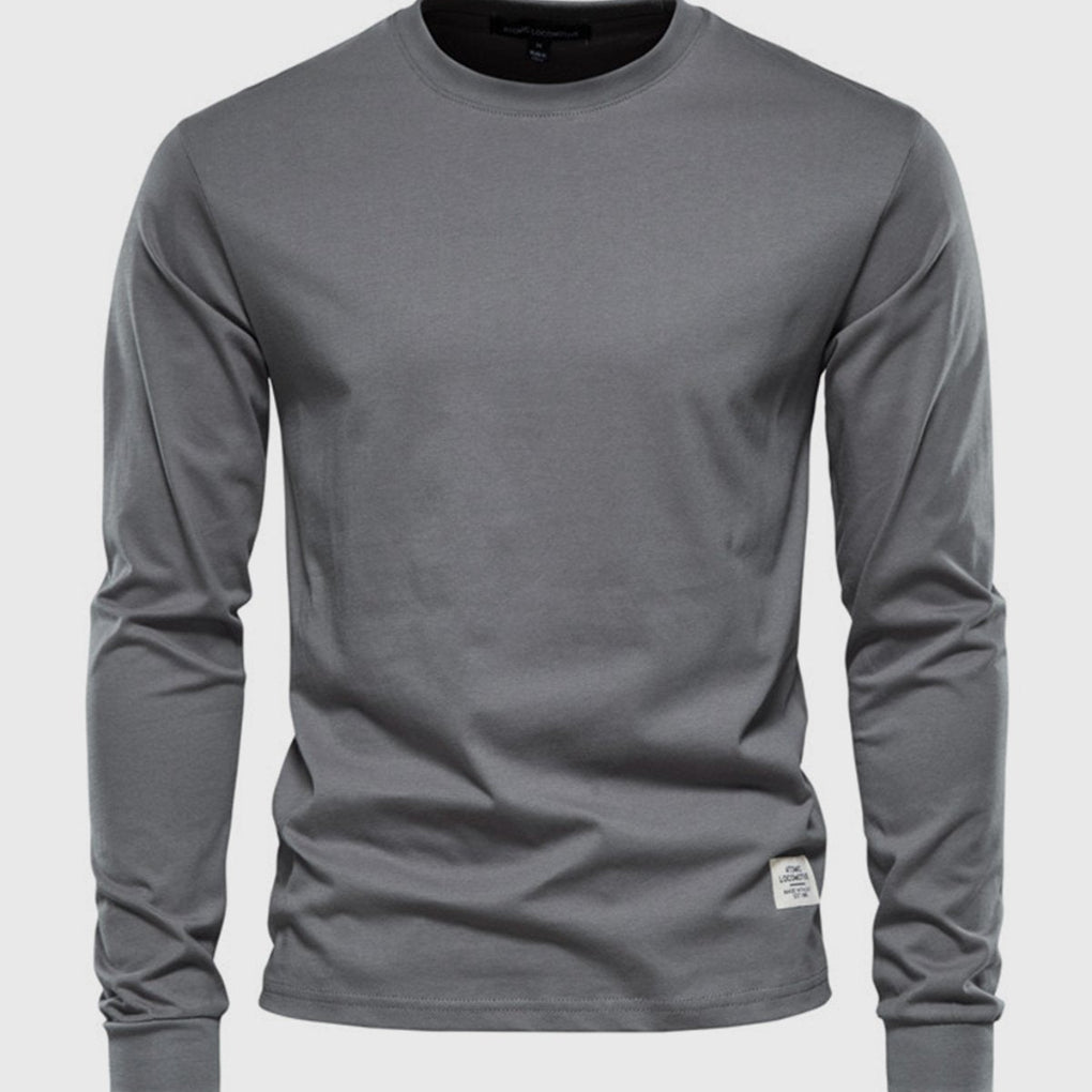 Men's Cotton Long Sleeve Shirt with Round Neck
