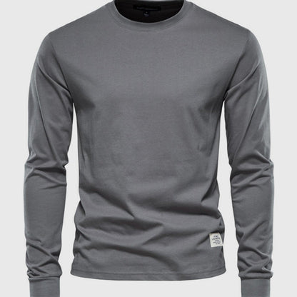 Men's Cotton Long Sleeve Shirt with Round Neck