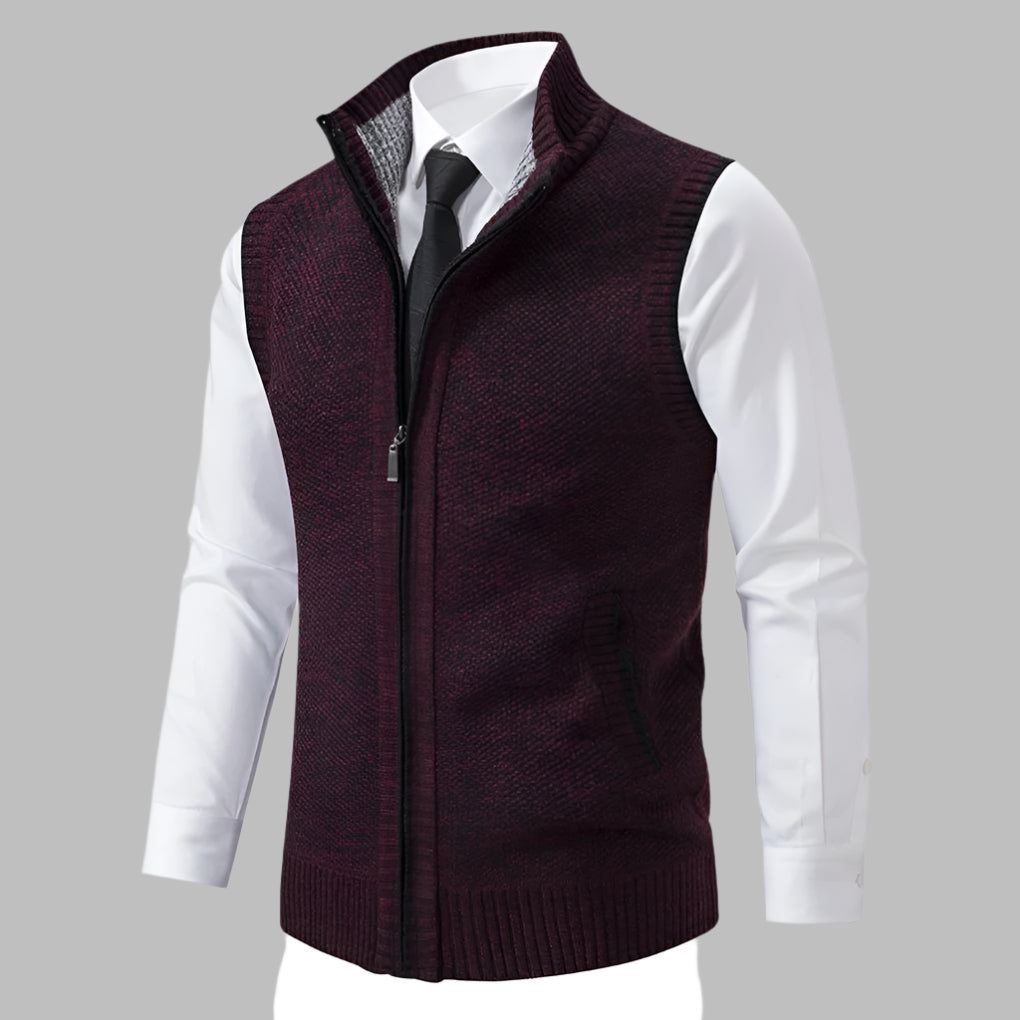 Men's Knitted Jumper with Full Zip Closure