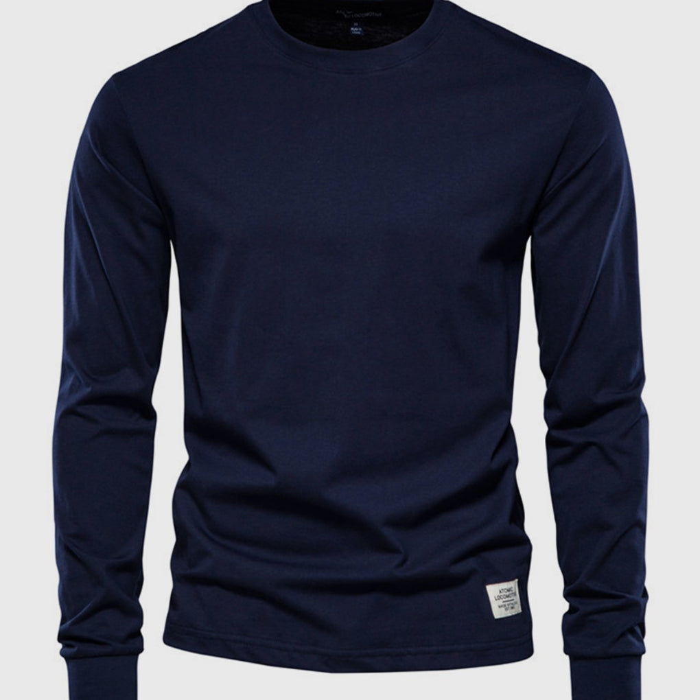 Men's Cotton Long Sleeve Shirt with Round Neck