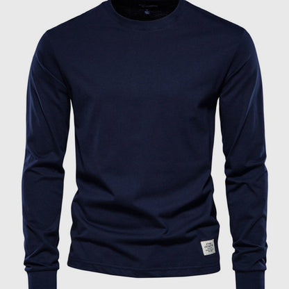 Men's Cotton Long Sleeve Shirt with Round Neck