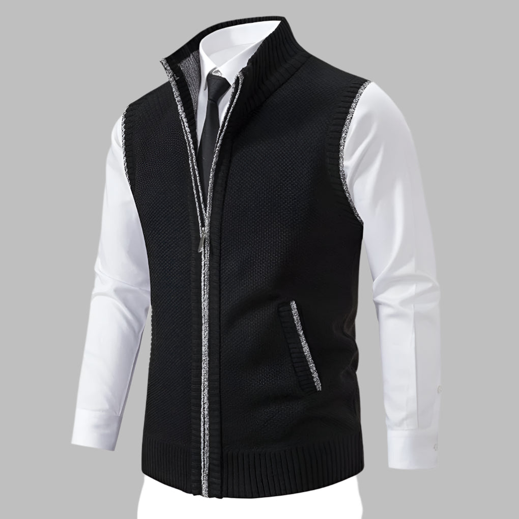 Men's Knitted Jumper with Full Zip Closure