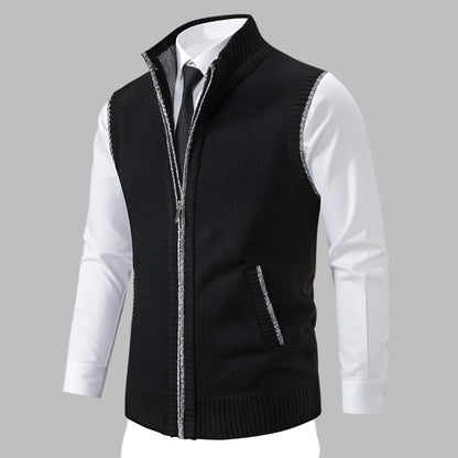 Men's Knitted Jumper with Full Zip Closure
