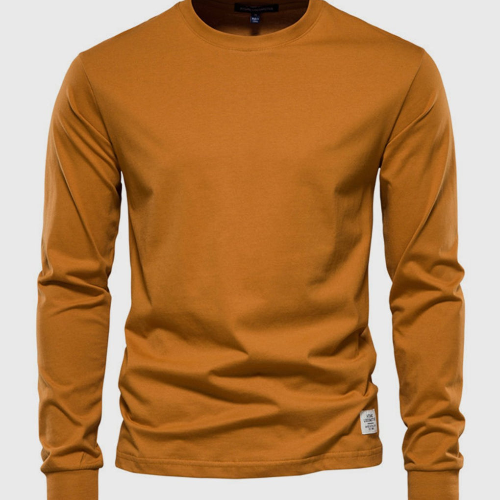 Men's Cotton Long Sleeve Shirt with Round Neck
