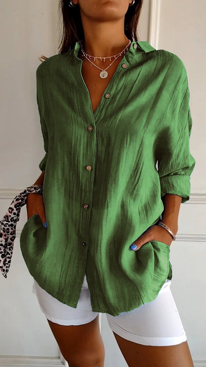 Ladies' Loose Blouse - Airy and Comfortable - With Button Closure