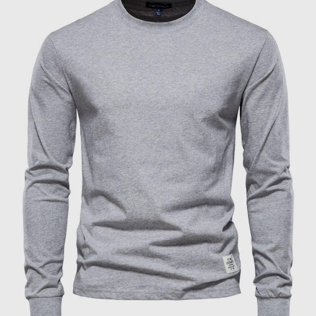 Men's Cotton Long Sleeve Shirt with Round Neck