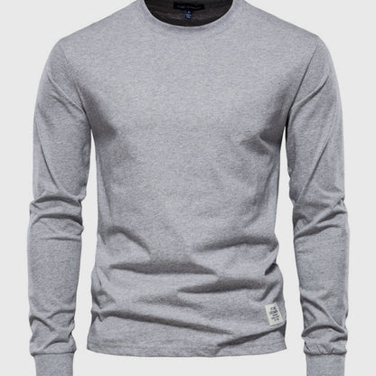 Men's Cotton Long Sleeve Shirt with Round Neck