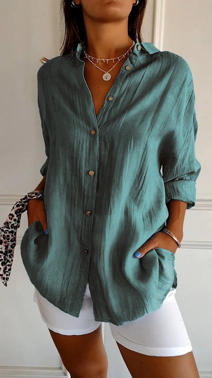 Ladies' Loose Blouse - Airy and Comfortable - With Button Closure