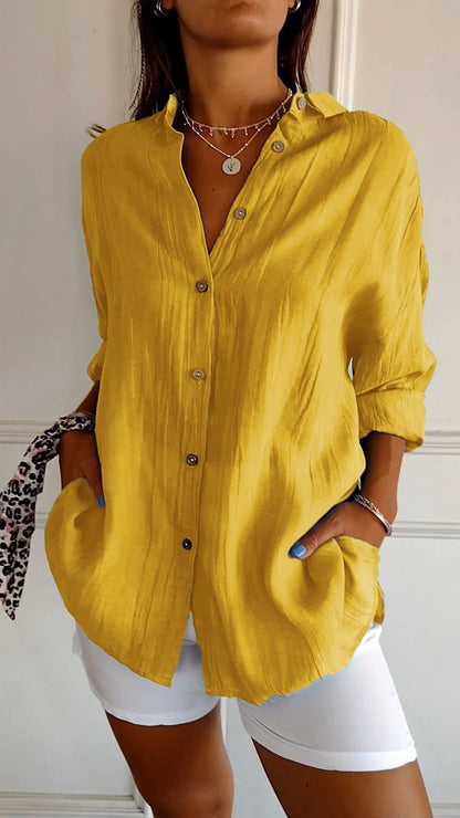Ladies' Loose Blouse - Airy and Comfortable - With Button Closure