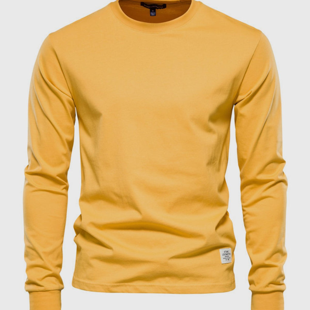 Men's Cotton Long Sleeve Shirt with Round Neck