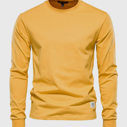Men's Cotton Long Sleeve Shirt with Round Neck