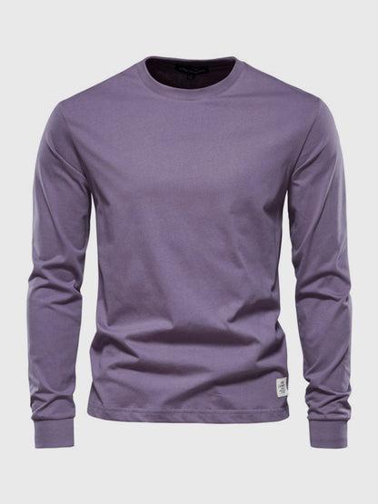 Men's Cotton Long Sleeve Shirt with Round Neck