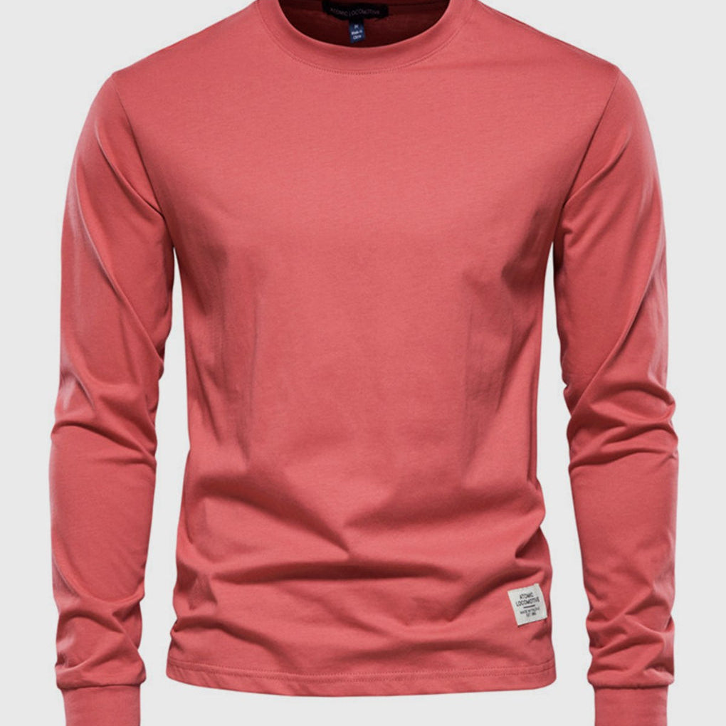Men's Cotton Long Sleeve Shirt with Round Neck