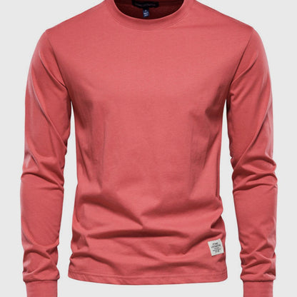 Men's Cotton Long Sleeve Shirt with Round Neck