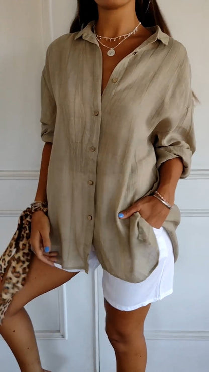 Ladies' Loose Blouse - Airy and Comfortable - With Button Closure