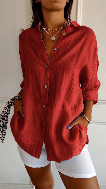 Ladies' Loose Blouse - Airy and Comfortable - With Button Closure
