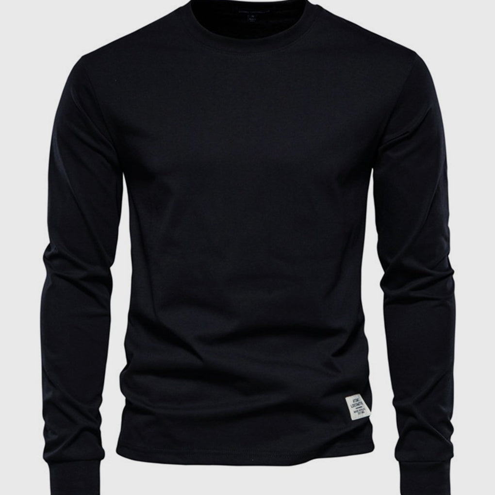 Men's Cotton Long Sleeve Shirt with Round Neck