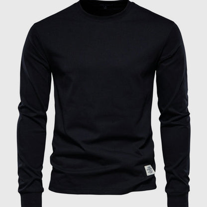 Men's Cotton Long Sleeve Shirt with Round Neck