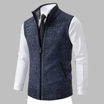 Men's Knitted Jumper with Full Zip Closure