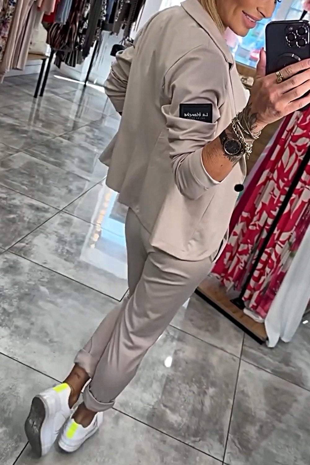 Stylish Two-Piece Blazer Set with Jogger Trousers for Women
