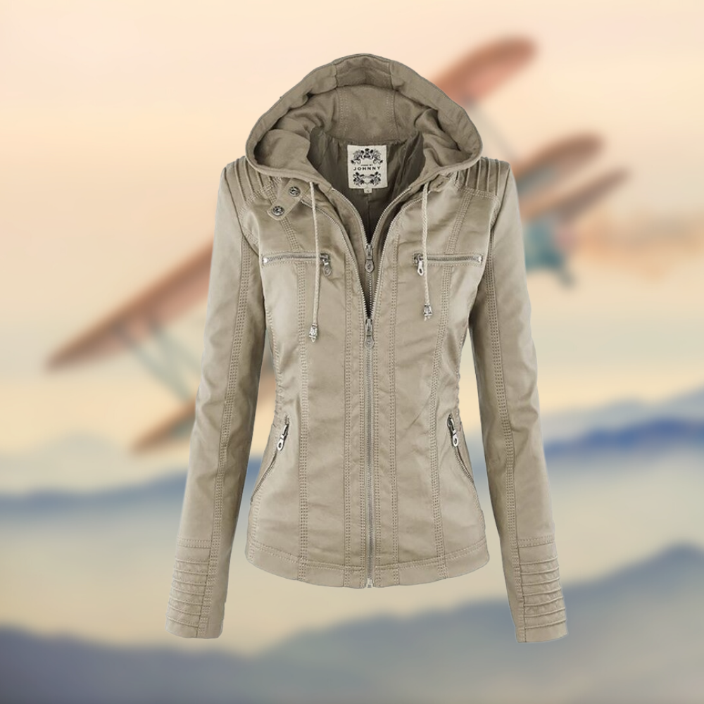 Elegante, taillierte Biker-Lederjacke für Damen
