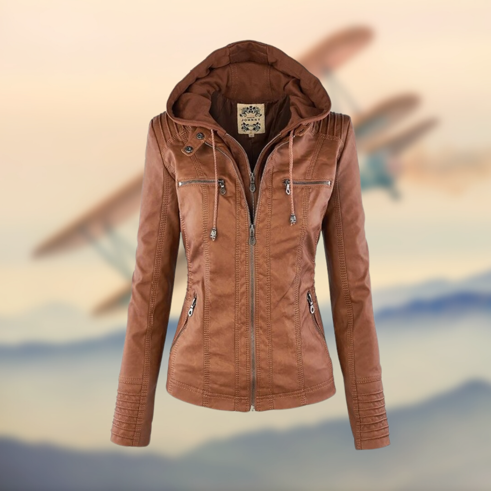 Elegant Leather Biker Jacket for Women, Tailored