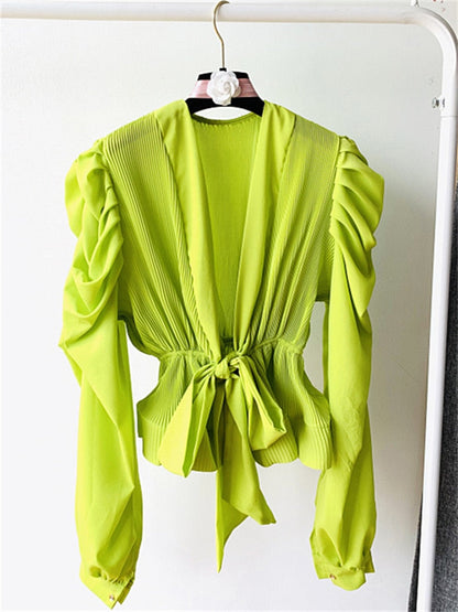 Käthe | V-neck Blouse with Puff Sleeves