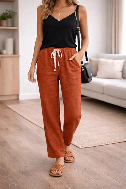 Pantalon à jambes larges taille haute