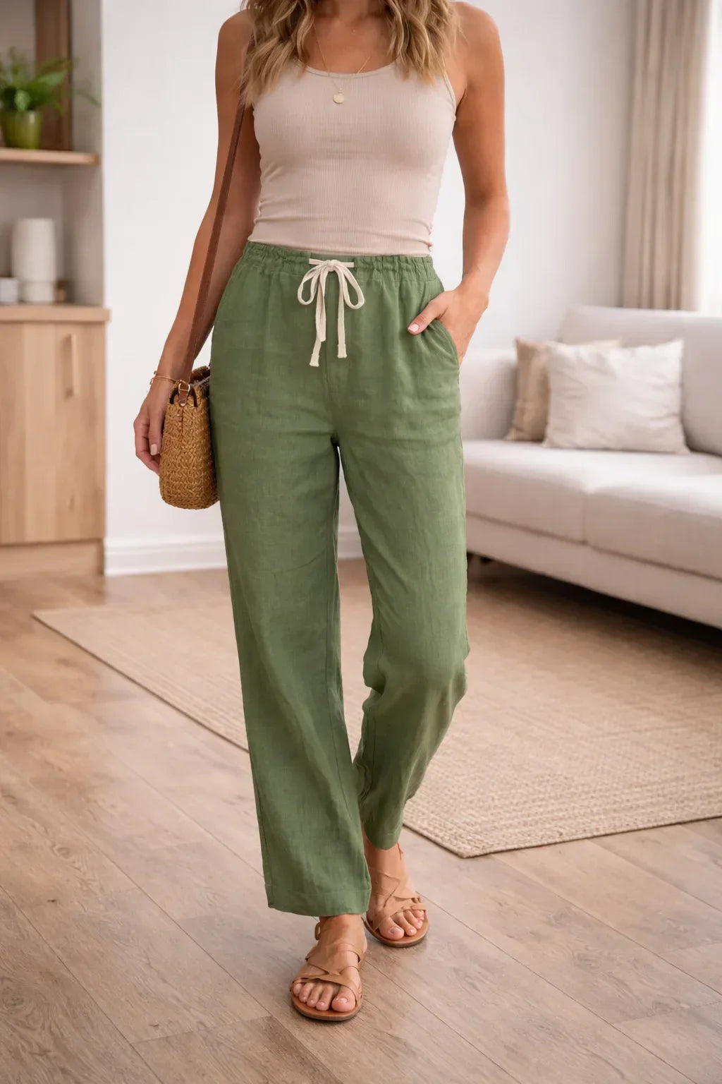 Pantalon à jambes larges taille haute