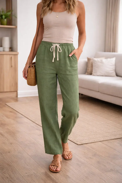 Pantalon à jambes larges taille haute