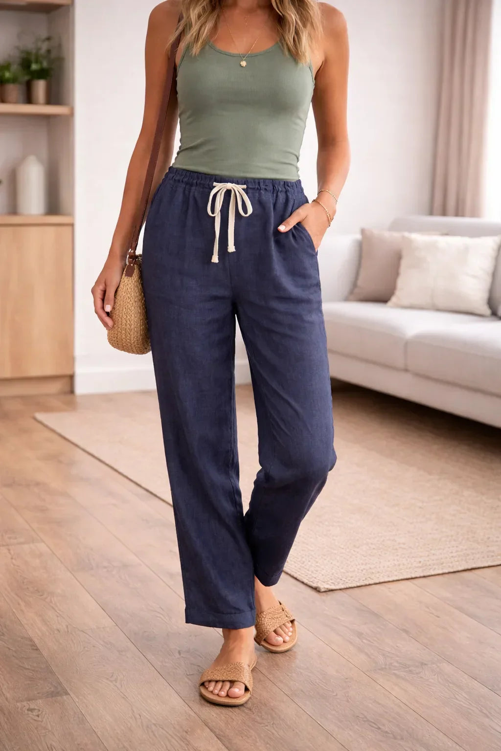 Pantalon à jambes larges taille haute