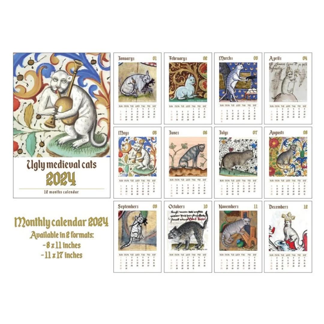 Katzenkalender | 2024, ausgefallen und mittelalterlich