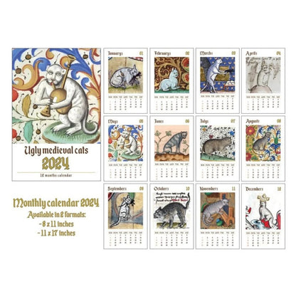 Katzenkalender | 2024, ausgefallen und mittelalterlich