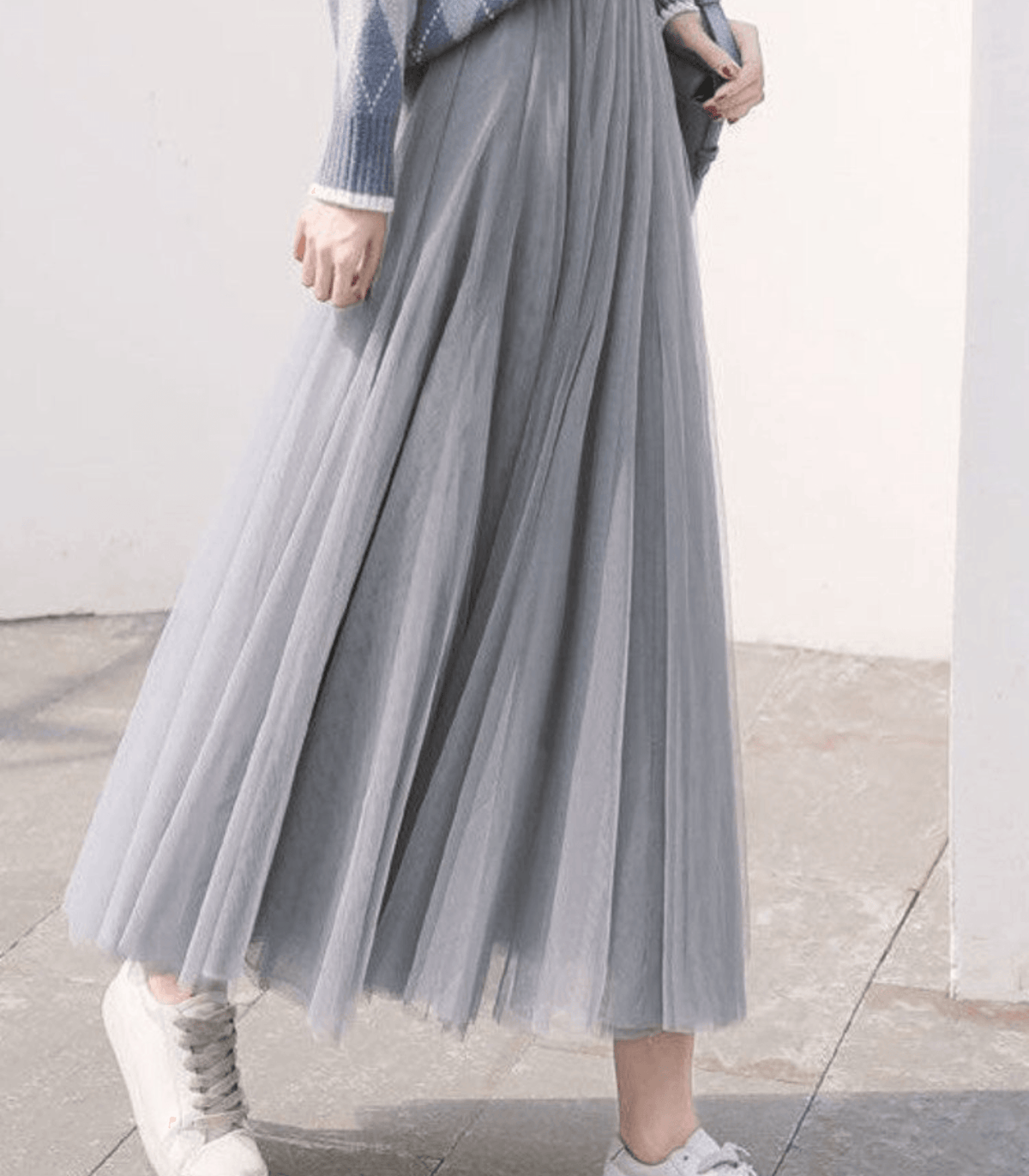 Romantic Elegant Maxi Skirt with Pleats and Soft Tulle