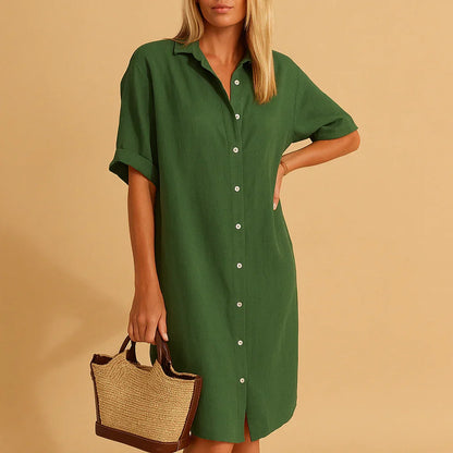 Relaxed Fit Shirt Dress with Buttons