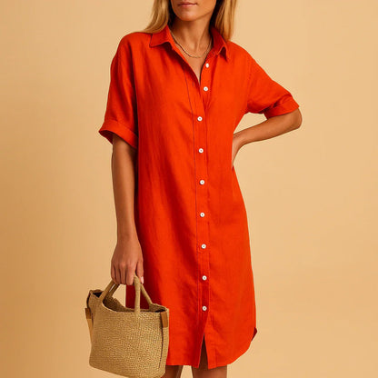 Relaxed Fit Shirt Dress with Buttons
