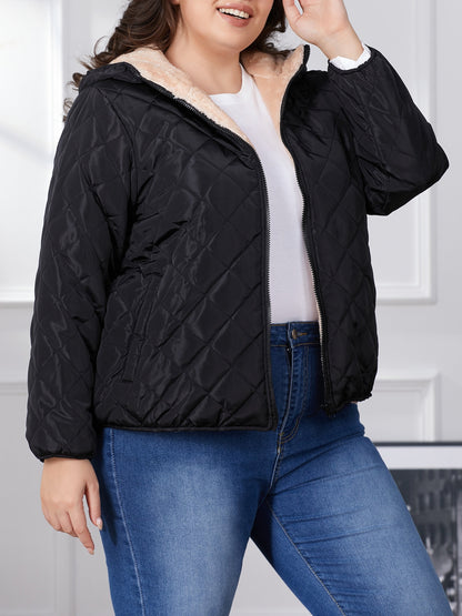 Lara | Plus size colour block padded jacket with hood