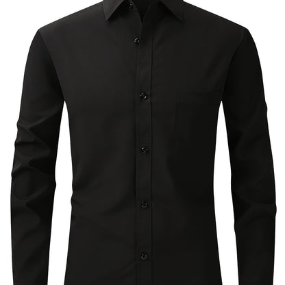 Lars | Plain shirt with notch collar and long sleeves