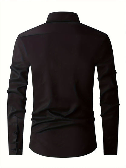 Lars | Plain shirt with notch collar and long sleeves
