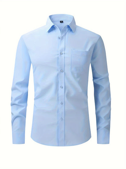 Lars | Plain shirt with notch collar and long sleeves