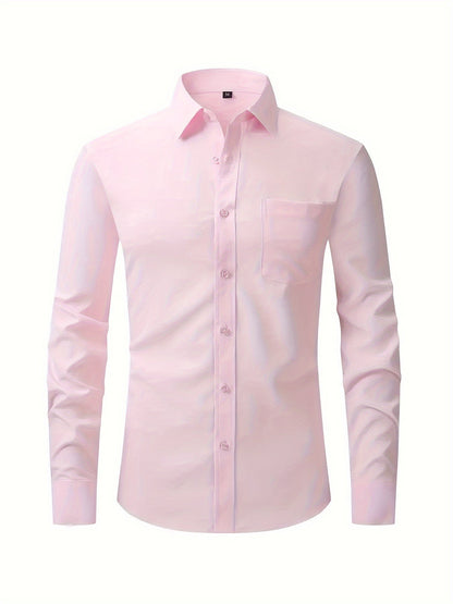 Lars | Plain shirt with notch collar and long sleeves