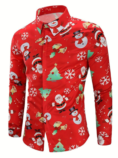 Lars | Festive men's Christmas shirt with stand-up collar and button detail