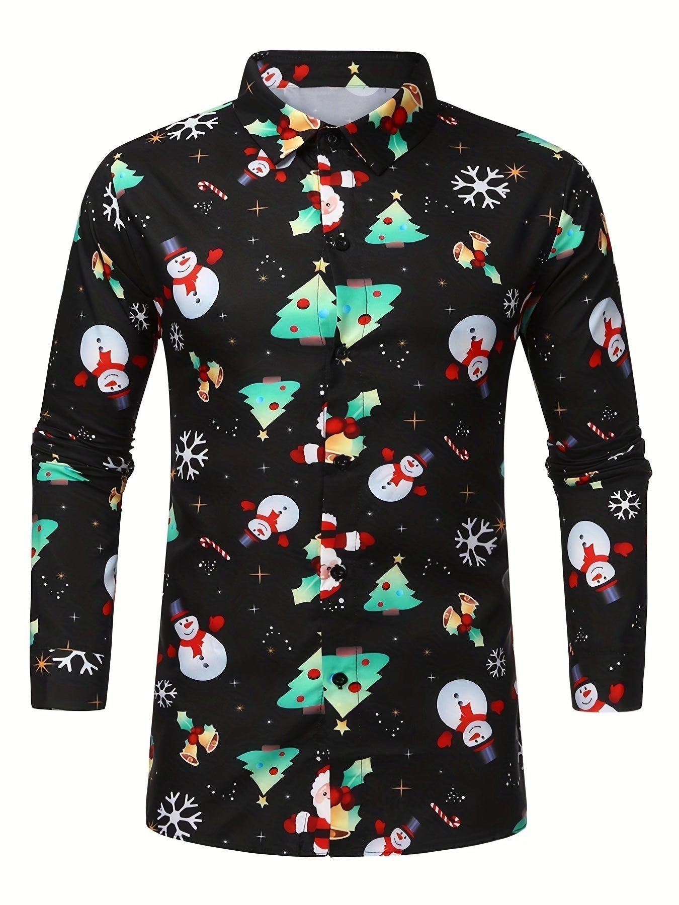 Lars | Festive men's Christmas shirt with stand-up collar and button detail