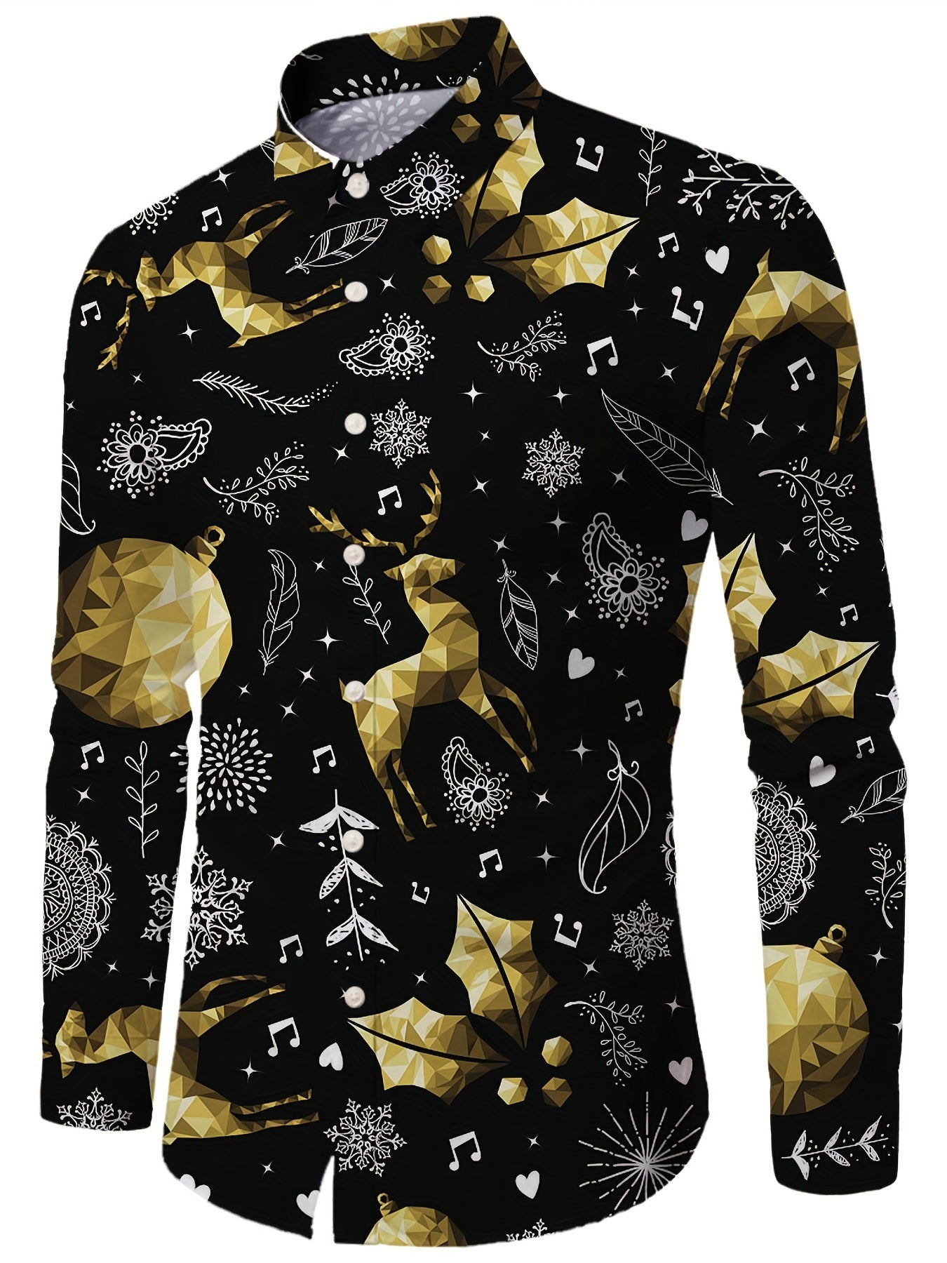 Lars | Festive men's Christmas shirt with stand-up collar and button detail