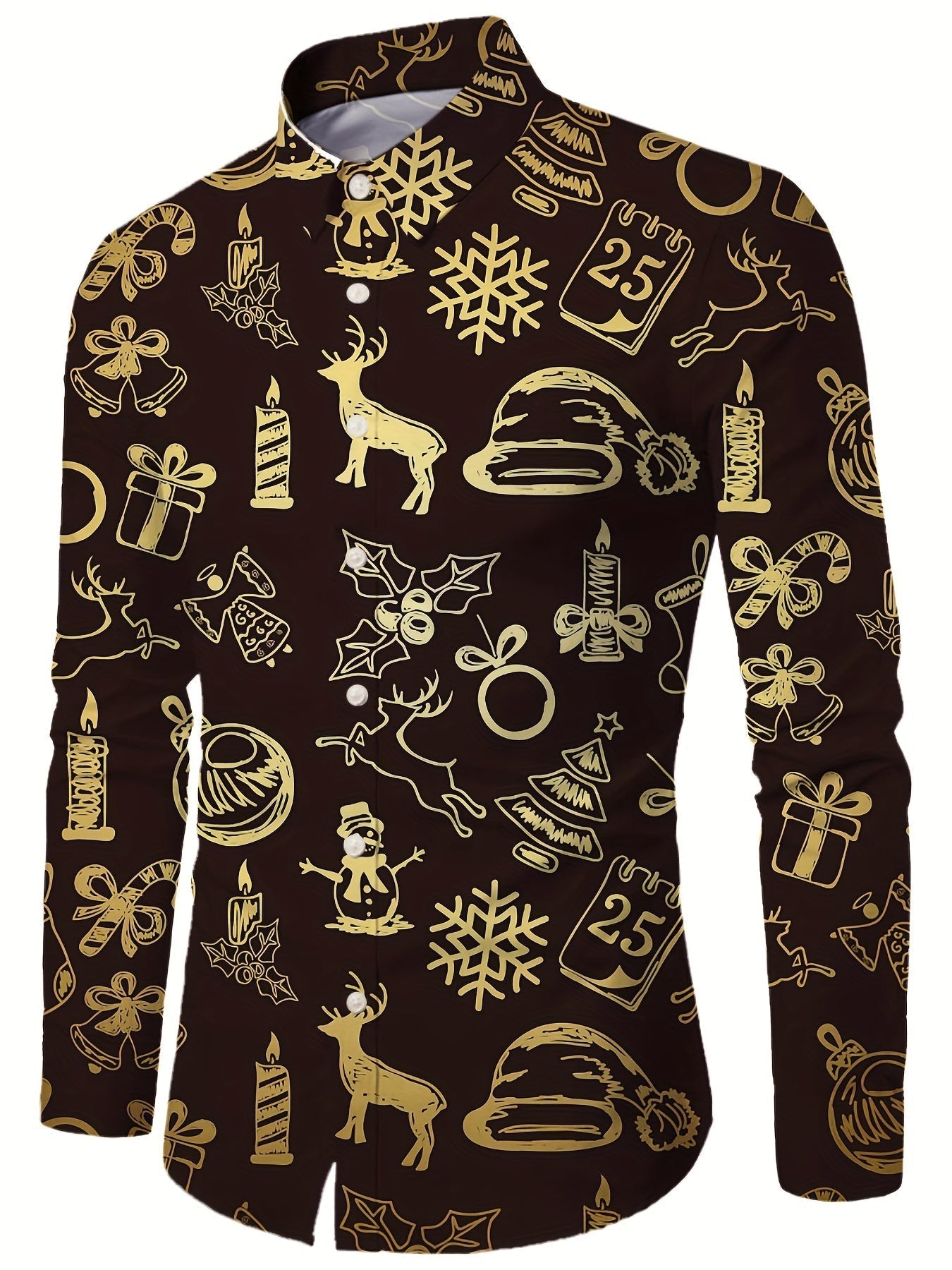 Lars | Festive men's Christmas shirt with stand-up collar and button detail