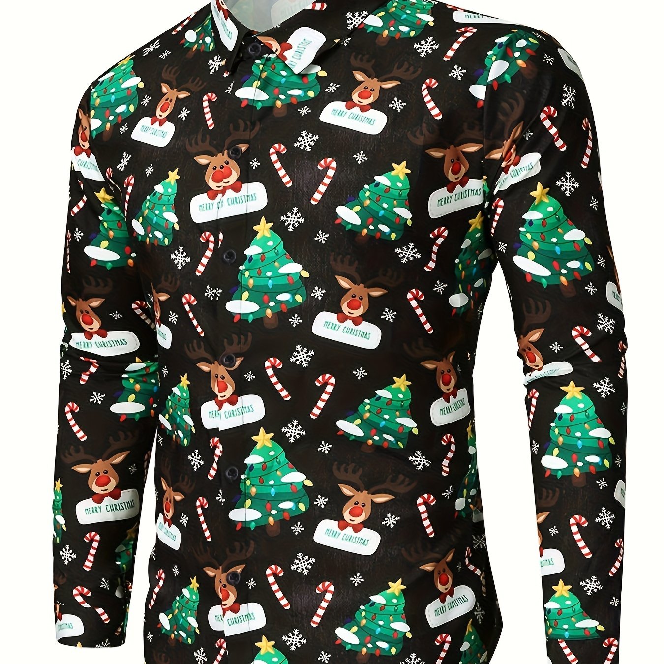 Lars | Festive men's Christmas shirt with stand-up collar and button detail