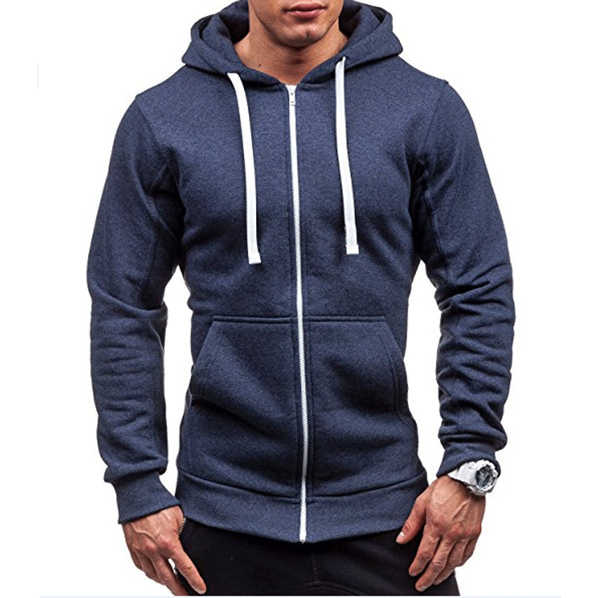 Lars | Windproof men's hoodie with zip and drawstrings in fleece