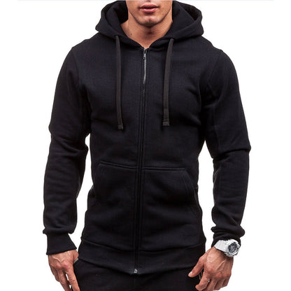 Lars | Windproof men's hoodie with zip and drawstrings in fleece
